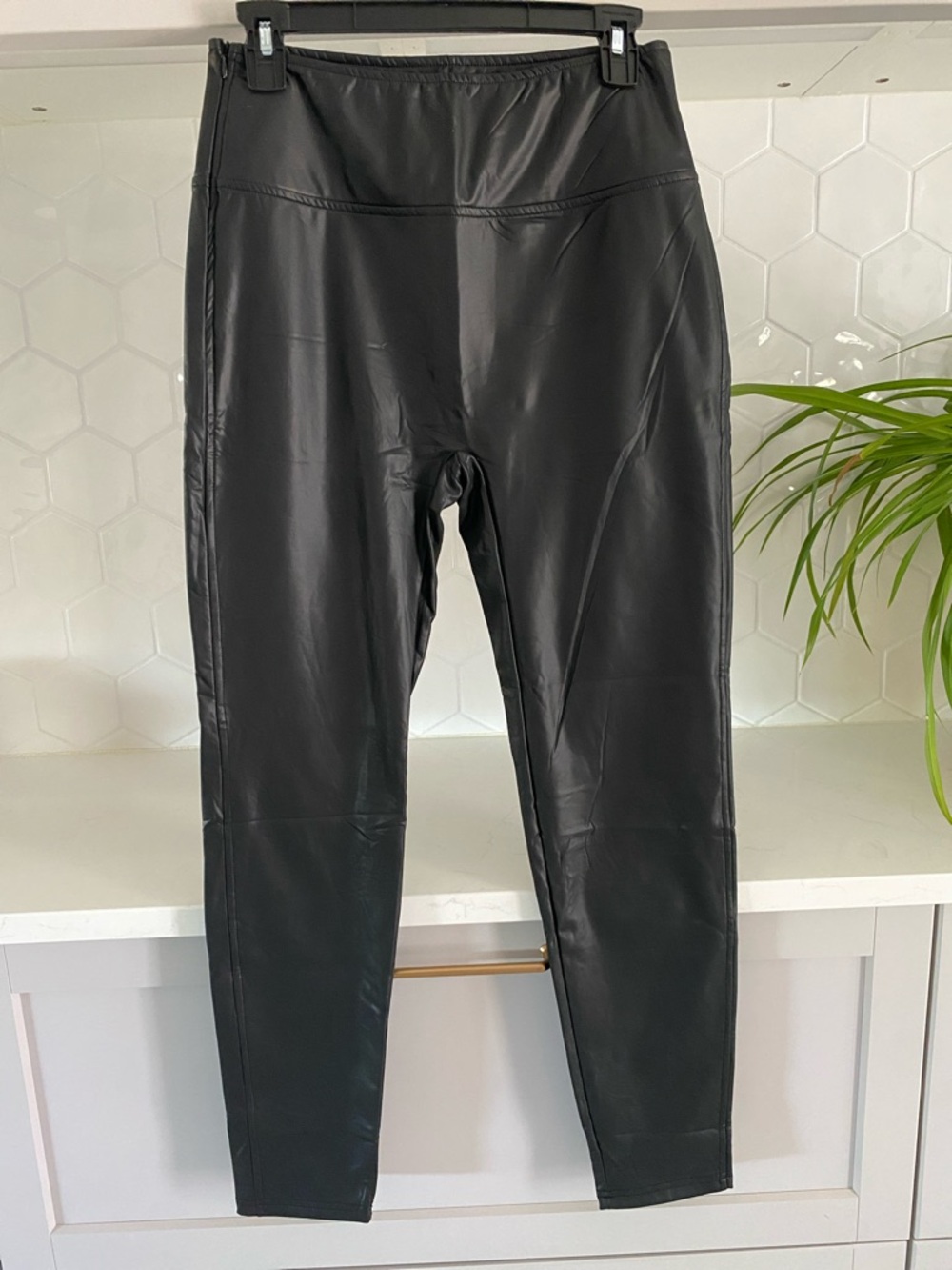 High-Rise Black Faux Leather Leggings